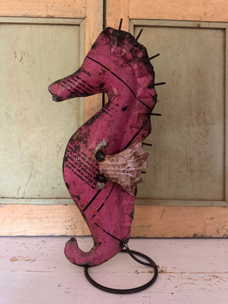 SanDahlia beelden Metalen Zeepaard roze Metalen Zeepaard roze