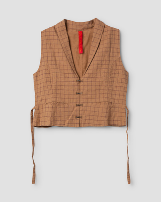 SanDahlia vest Ewa i Walla vest linen check Rigmor 33402 AW25 cinnamon Ewa i Walla vest linen check Rigmor 33402 AW25 cinnamon