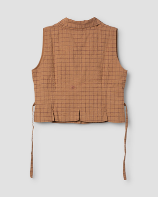 SanDahlia vest Ewa i Walla vest linen check Rigmor 33402 AW25 cinnamon Ewa i Walla vest linen check Rigmor 33402 AW25 cinnamon