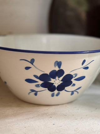 SanDahlia schaal Emaillie schaal blauw met bloemen