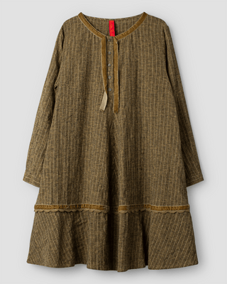 SanDahlia tuniek Ewa i Walla tunic Madde Striped linen 44114 SS24 Dark olive