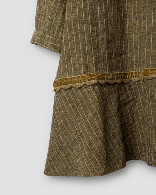 SanDahlia tuniek Ewa i Walla tunic Madde Striped linen 44114 SS24 Dark olive