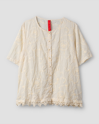 SanDahlia blouse Ewa i Walla Blouse embroidered voile Gun 44130 SS25 cream Ewa i Walla Blouse embroidered voile Gun 44130 SS25 cream