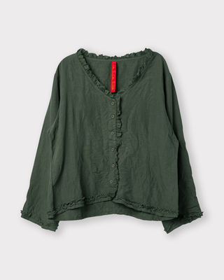 SanDahlia blouse Ewa i Walla blouse linen Irma 44152 AW25 forest green Ewa i Walla blouse linen Irma 44152 AW25 forest green