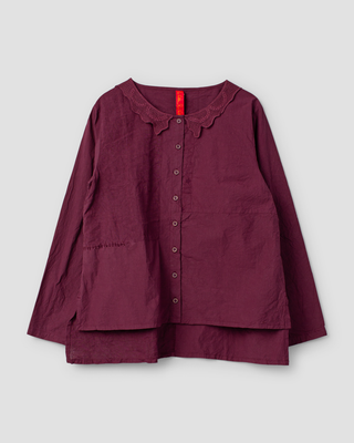 SanDahlia blouse Ewa i Walla blouse cotton Ofelia 44161 AW25 dark plum Ewa i Walla blouse cotton Ofelia 44161 AW25 dark plum