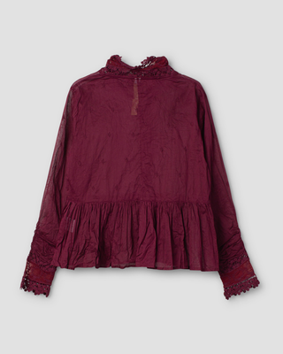 SanDahlia blouse Ewa i Walla blouse embroidered organdie Parisa 44162 AW25 dark plum Ewa i Walla blouse embroidered organdie Parisa 44162 AW25 dark plum