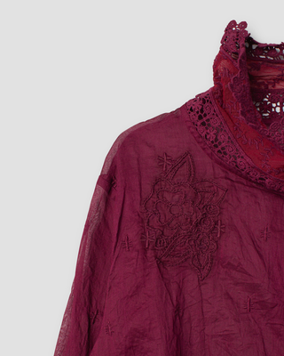 SanDahlia blouse Ewa i Walla blouse embroidered organdie Parisa 44162 AW25 dark plum Ewa i Walla blouse embroidered organdie Parisa 44162 AW25 dark plum