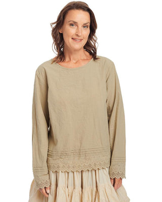 SanDahlia Kleider Ewa i Walla Jurk Shirt Cotton 55728 AW21 Khaki