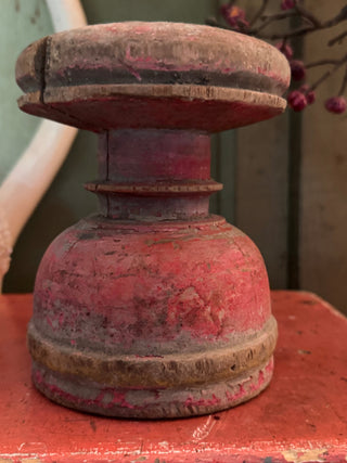 SanDahlia kandelaar Kandelaar vintage hout india geel streepje Kandelaar vintage hout india geel streepje