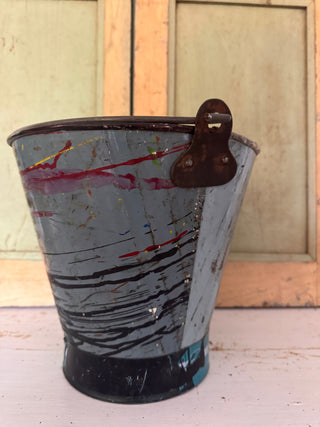 SanDahlia emmer Vintage metalen emmer / pot blauw Vintage metalen emmer / pot blauw