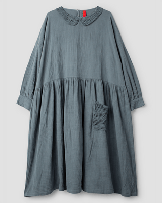 SanDahlia jurk Ewa i Walla jurk Lise-Lott double cotton 55866 AW24 Storm blue