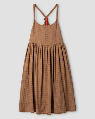 SanDahlia jurk Ewa i Walla dress linen check Gordana 55928 AW25 cinnamon Ewa i Walla dress linen check Gordana 55928 AW25 cinnamon