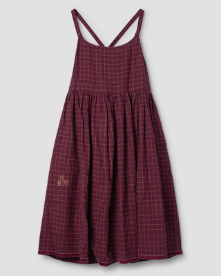 SanDahlia jurk Ewa i Walla dress linen check Gordana 55928 AW25 dark plum Ewa i Walla dress linen check Gordana 55928 AW25 dark plum