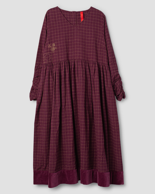 SanDahlia jurk Ewa i Walla dress linen check Gry 55929 AW25 dark plum Ewa i Walla dress linen check Gry 55929 AW25 dark plum