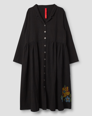 SanDahlia jurk Ewa i Walla dress cotton wool Helin 55932 AW25 black Ewa i Walla dress cotton wool Helin 55932 AW25 black