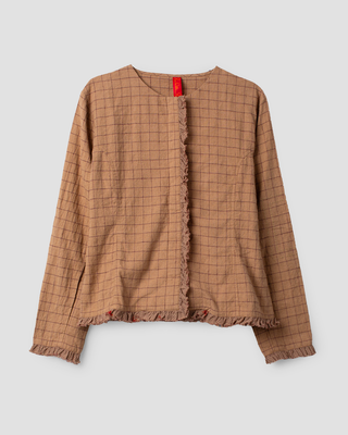 SanDahlia Jas Ewa i Walla jas linen check Annelie 66787 AW25 cinnamon Ewa i Walla jas linen check Annelie 66787 AW25 cinnamon