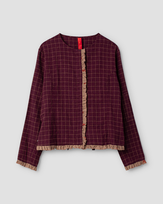 SanDahlia Jas Ewa i Walla jas linen check Annelie 66787 AW25 dark plum Ewa i Walla jas linen check Annelie 66787 AW25 dark plum
