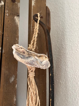 SanDahlia schelpen Schelpenhanger / Schelpenbundel met kleine oester schelpen Schelpenhanger / Schelpenbundel met kleine oester schelpen