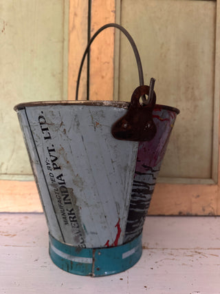 SanDahlia emmer Vintage metalen emmer / pot blauw Vintage metalen emmer / pot blauw