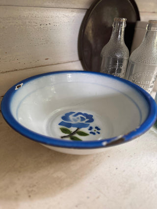 SanDahlia schaal Emaillie schaal blauw met bloemen