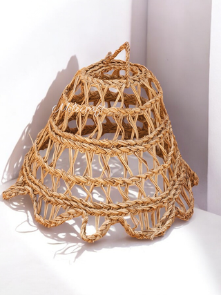 Melecraft Handgemaakte hanglamp van boho stro met lampenkap Handgemaakte hanglamp van boho stro met lampenkap
