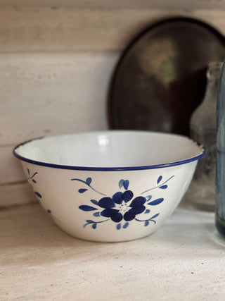 SanDahlia schaal Emaillie schaal blauw met bloemen