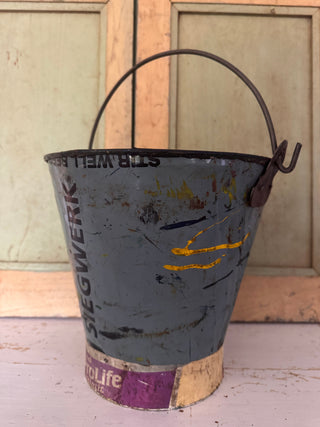 SanDahlia emmer Vintage metalen emmer blauw/paars Vintage metalen emmer blauw/paars