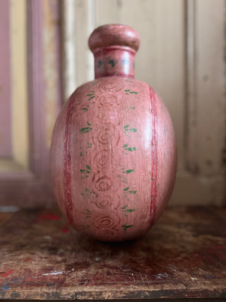 SanDahlia vaas Vintage oude indiase metalen vaas met bloemen schilderij Vintage oude indiase metalen vaas met bloemen schilderij