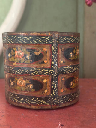 SanDahlia vazen potten & mandjes Handbeschilderd houten potje India bruin Handbeschilderd houten potje India bruin