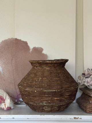 SanDahlia vaas Vintage oude indiase rieten vaas