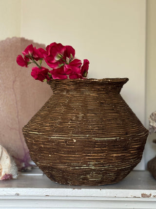 SanDahlia vaas Vintage oude indiase rieten vaas