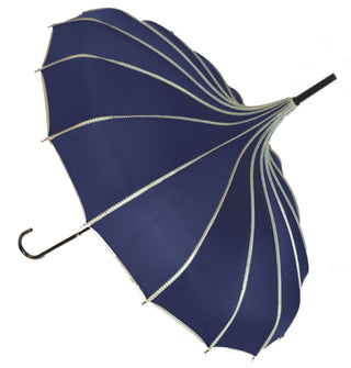 SanDahlia Paraplu Geribbelde pagode paraplu blauw Geribbelde pagode paraplu blauw
