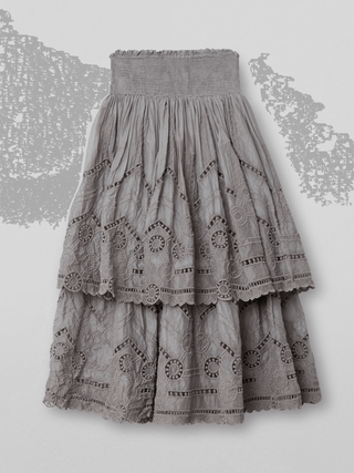 SanDahlia Röcke One Size Ewa i Walla Rok Embroidered Organdie 22157 AW22 Ash