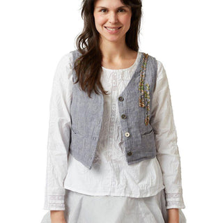 SanDahlia Shirts & Tops Ewa i Walla Vest Herringbone Linen 33326 SS22 Original