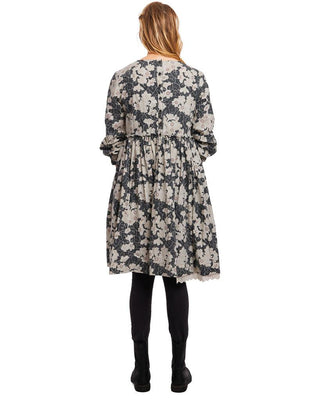 SanDahlia Kleider Ewa i Walla Jurk Flower Cotton Black 55716 AW21 Original