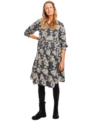 SanDahlia Kleider Ewa i Walla Jurk Flower Cotton Black 55716 AW21 Original