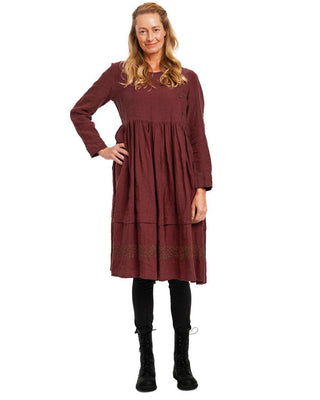 SanDahlia Kleider Ewa i Walla Jurk Linen  55723  AW21 Maroon