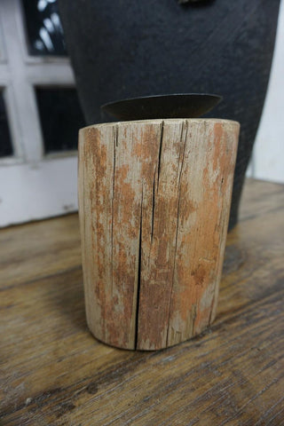 SanDahlia kandelaar Kandelaar vintage houten blokje rond