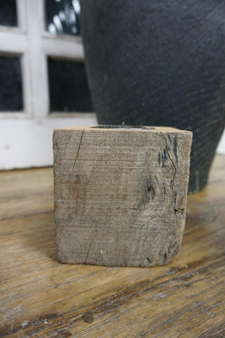 SanDahlia Kaarsenstandaard Kaarsenstandaard blokje vintage hout