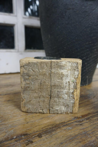 SanDahlia kaarsenstandaard Kaarsenstandaard blokje vintage hout
