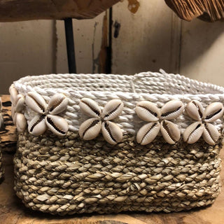 SanDahlia vazen potten & mandjes Bohemian mand met schelpen L