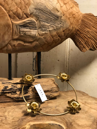 SanDahlia kandelaar Kandelaar krans met bloemen goud