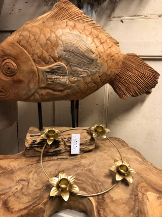 SanDahlia kandelaar Kandelaar krans met bloemen in goud