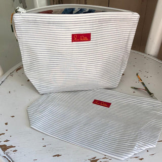 SanDahlia Accessoires Ewa i Walla Tas Toiletbag Blue Striped 88127 SS22 Original small