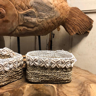 SanDahlia vazen potten & mandjes Bohemian mand met schelpen L