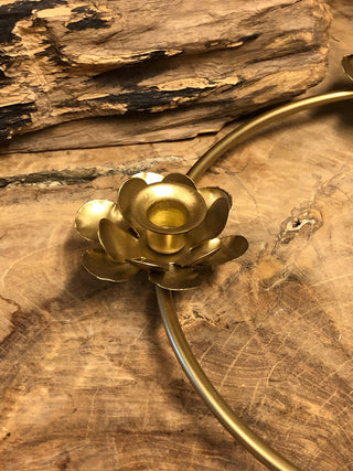 SanDahlia kandelaar Kandelaar krans met bloemen goud