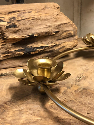 SanDahlia kandelaar Kandelaar krans met bloemen goud