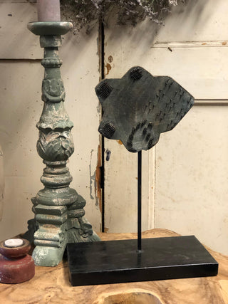 SanDahlia beelden Houten textielstempel groen op standaard groot