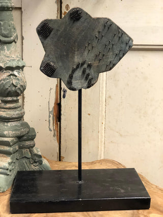 SanDahlia beelden Houten textielstempel groen op standaard groot