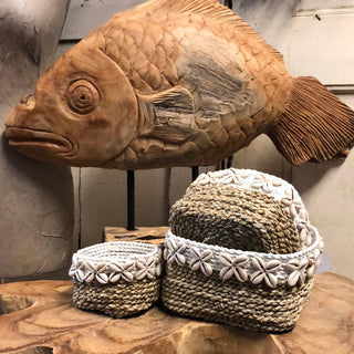 SanDahlia vazen potten & mandjes Bohemian mand met schelpen L